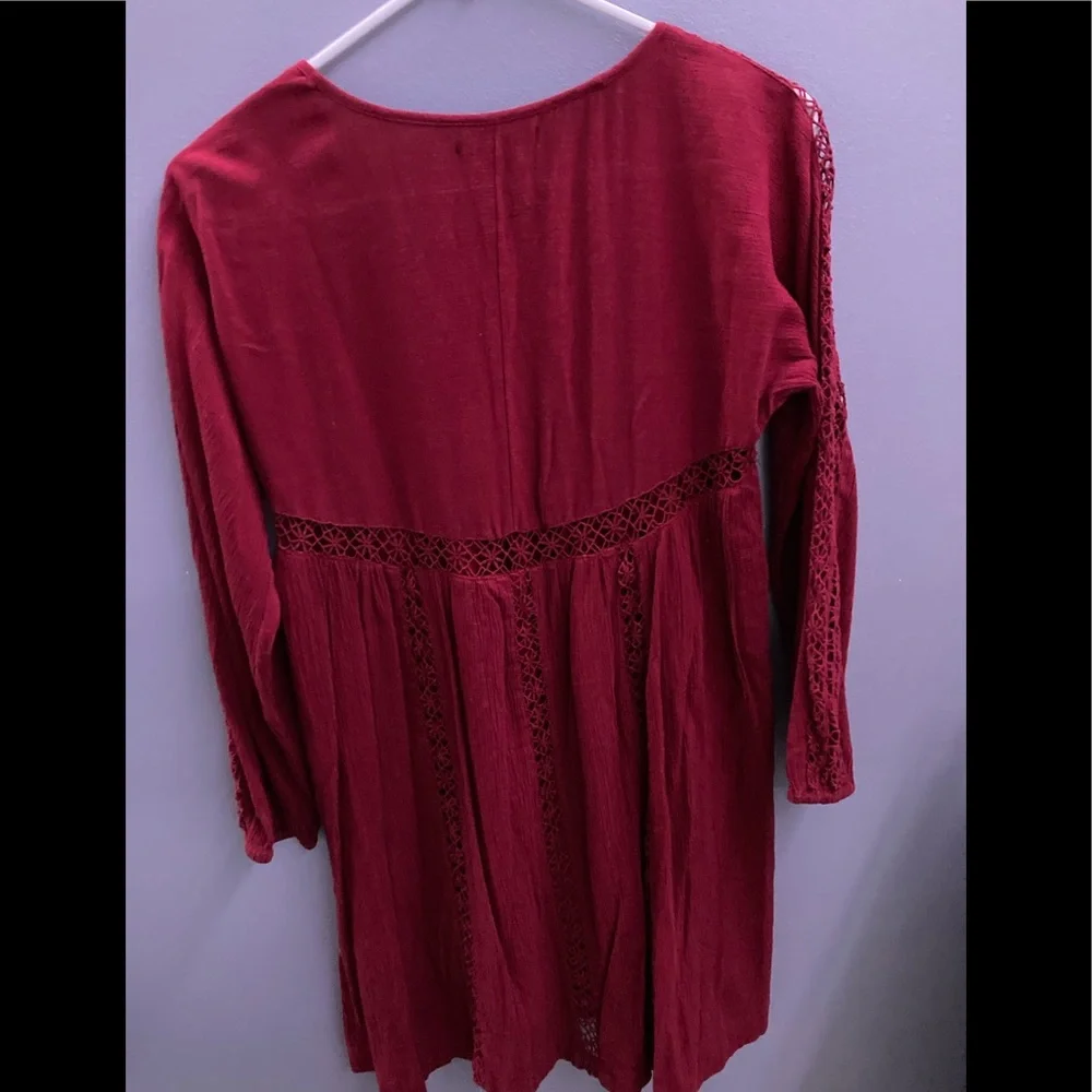 American Eagle Babydoll Dress, Lace Boho Longsleeve Peasant - Picture 5 of 10